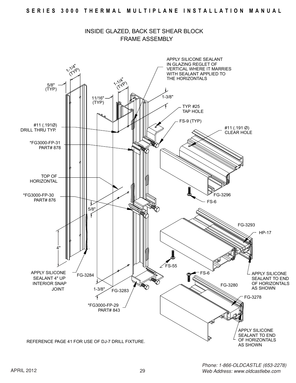 Backset-isg-frm-assy, Inside glazed, back set shear block frame assembly | Oldcastle BuildingEnvelope 3000 Series Thermal MultiPlane User Manual | Page 29 / 55