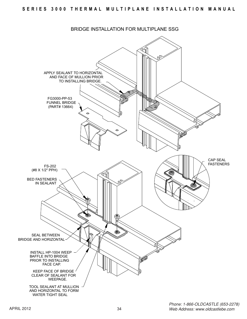 Bridge-install-ssg, Bridge installation for multiplane ssg | Oldcastle BuildingEnvelope 3000 Series Thermal MultiPlane User Manual | Page 34 / 55