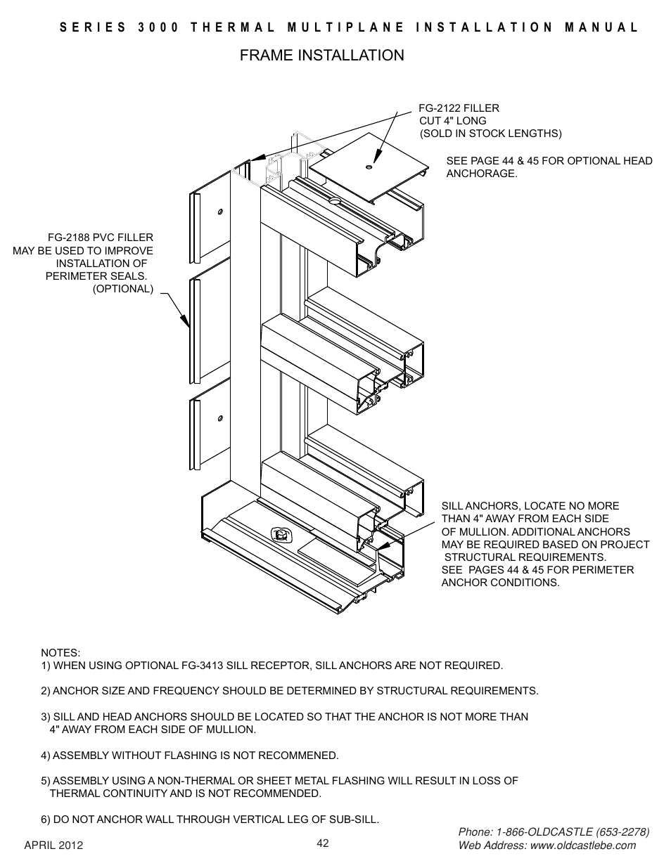 Anchor-jamb-head, Frame installation | Oldcastle BuildingEnvelope 3000 Series Thermal MultiPlane User Manual | Page 42 / 55