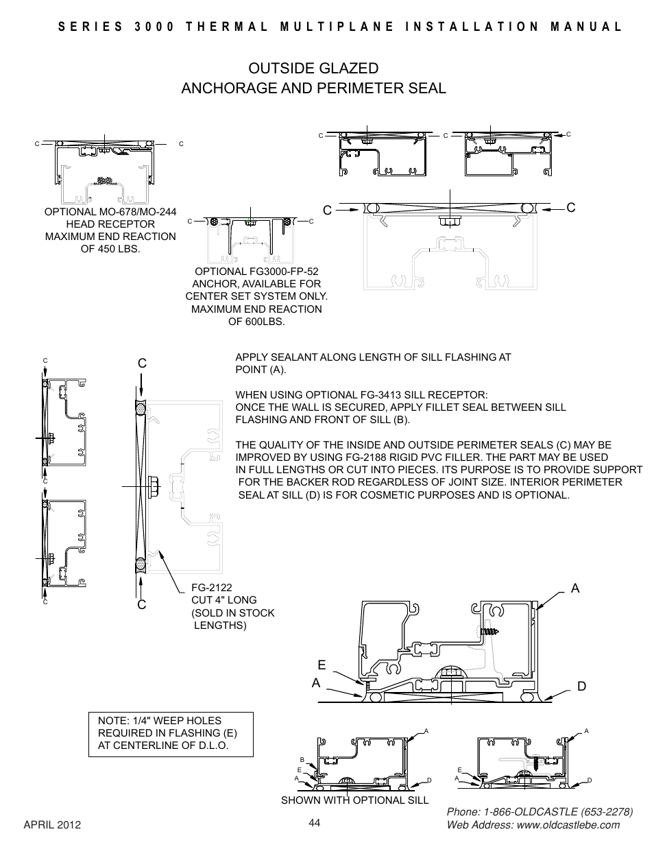 Osc-perimeter-seal, Outside glazed anchorage and perimeter seal | Oldcastle BuildingEnvelope 3000 Series Thermal MultiPlane User Manual | Page 44 / 55