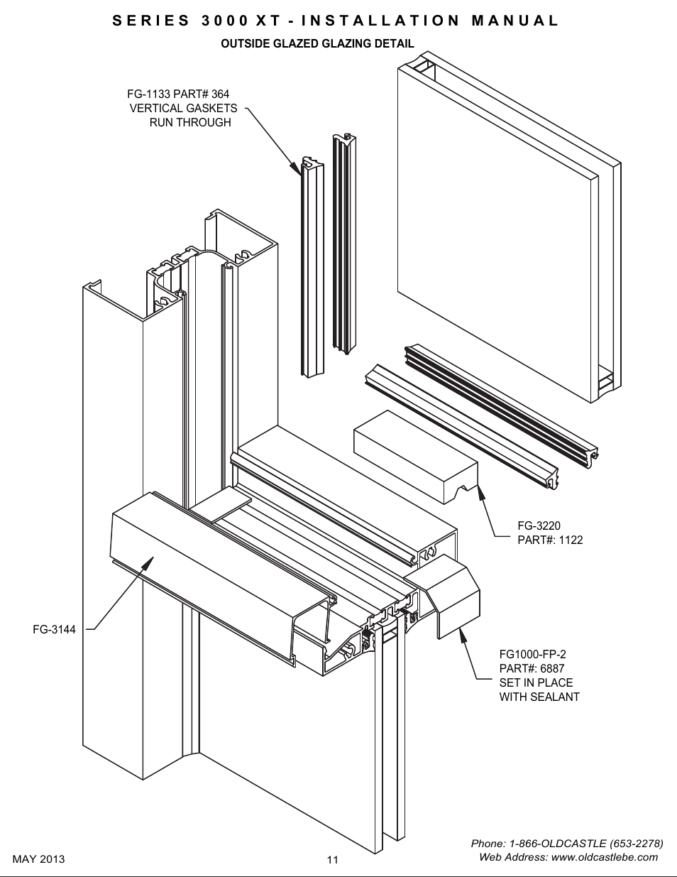 P11 outside glazed center set glazing | Oldcastle BuildingEnvelope 3000 XT Series User Manual | Page 11 / 25