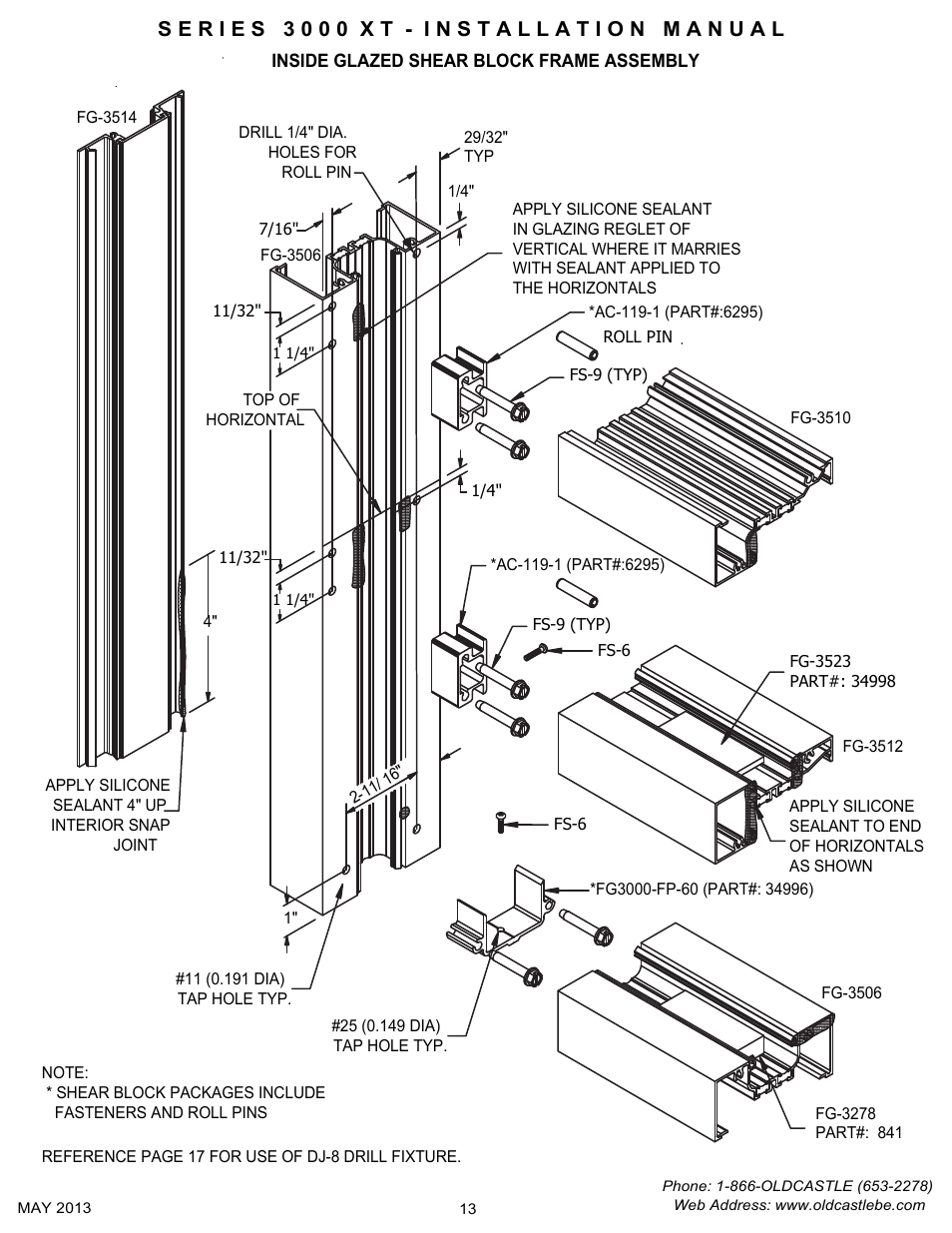 P13 inside glazed center set shrblk | Oldcastle BuildingEnvelope 3000 XT Series User Manual | Page 13 / 25