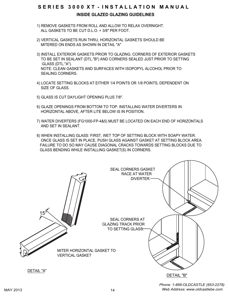 P14 inside glazing guidelines | Oldcastle BuildingEnvelope 3000 XT Series User Manual | Page 14 / 25