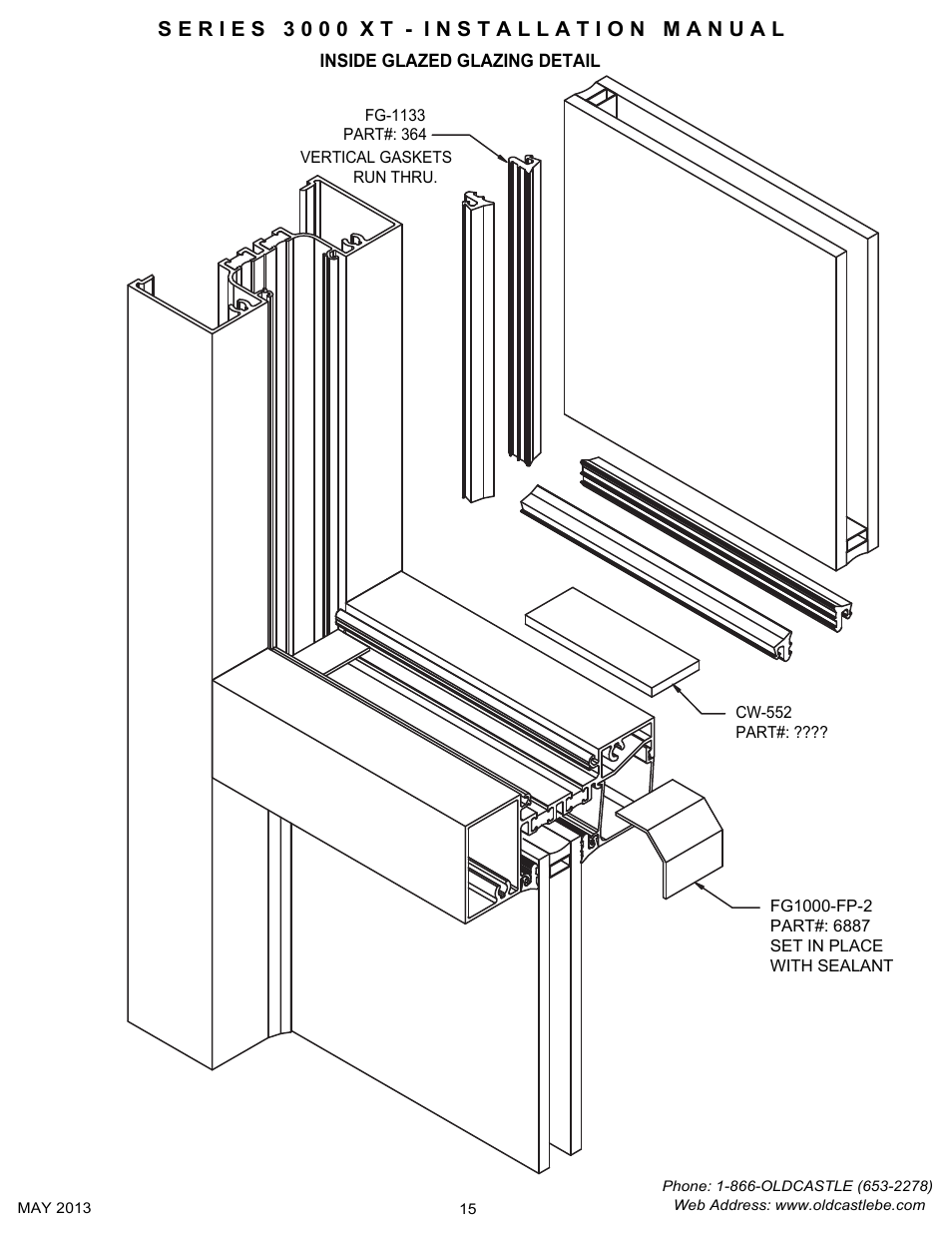 P15 inside glazed center set glazing | Oldcastle BuildingEnvelope 3000 XT Series User Manual | Page 15 / 25