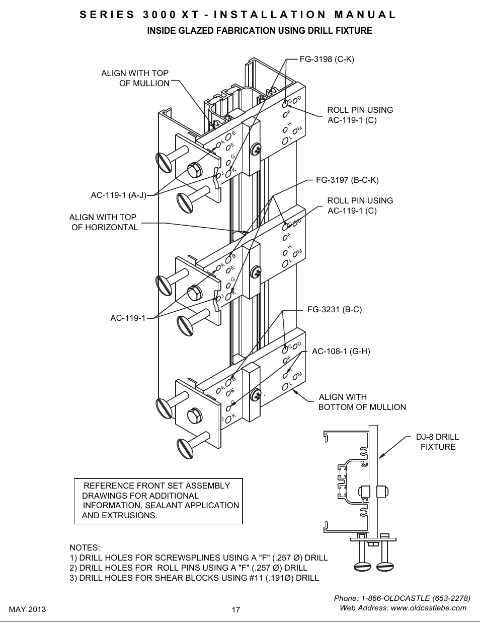 P17 inside glazed center dj8 fab, Inside glazed fabrication using drill fixture | Oldcastle BuildingEnvelope 3000 XT Series User Manual | Page 17 / 25