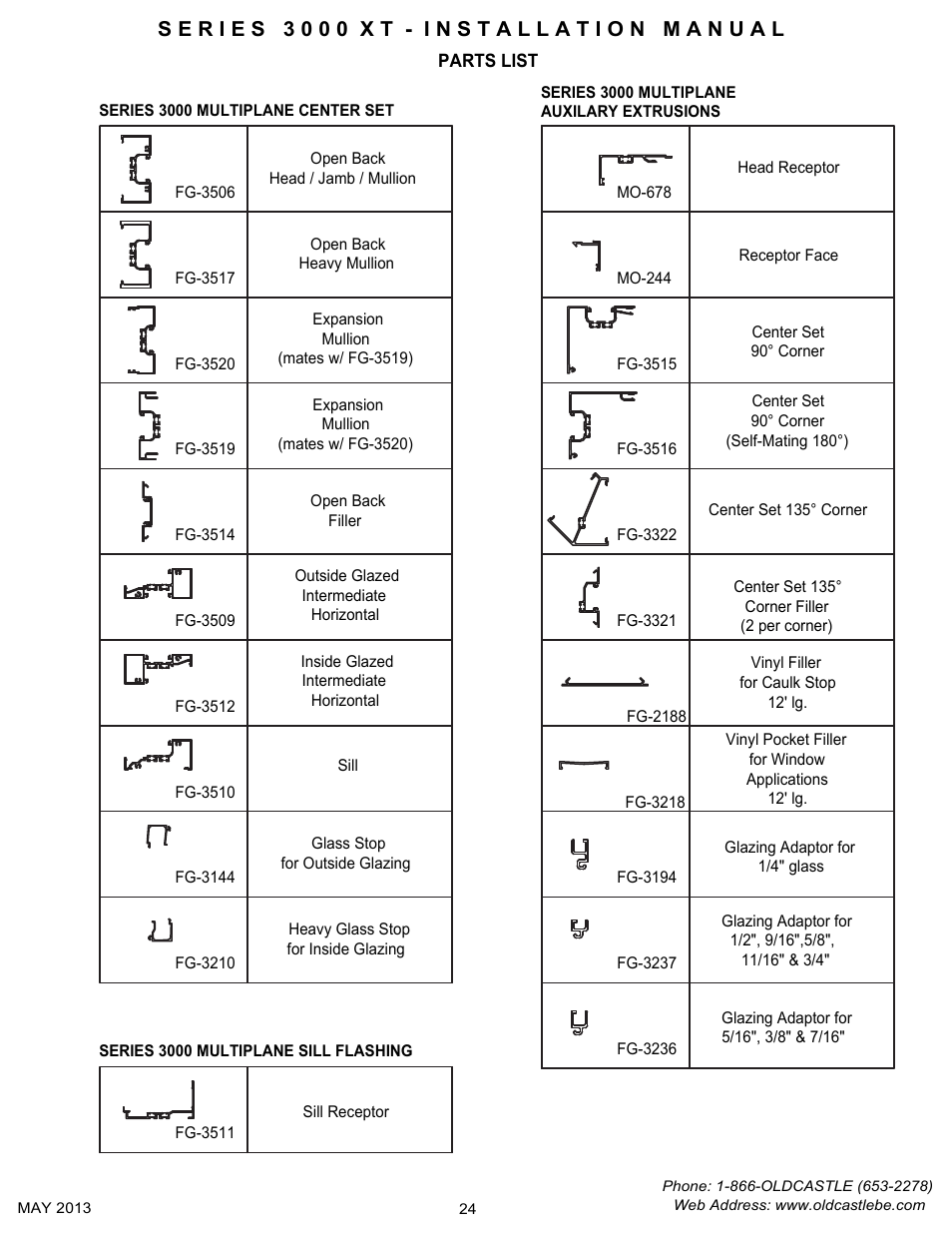 P24 parts list | Oldcastle BuildingEnvelope 3000 XT Series User Manual | Page 24 / 25