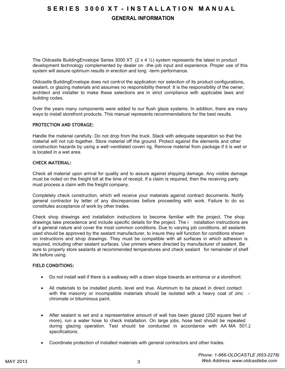 P3 general information | Oldcastle BuildingEnvelope 3000 XT Series User Manual | Page 3 / 25