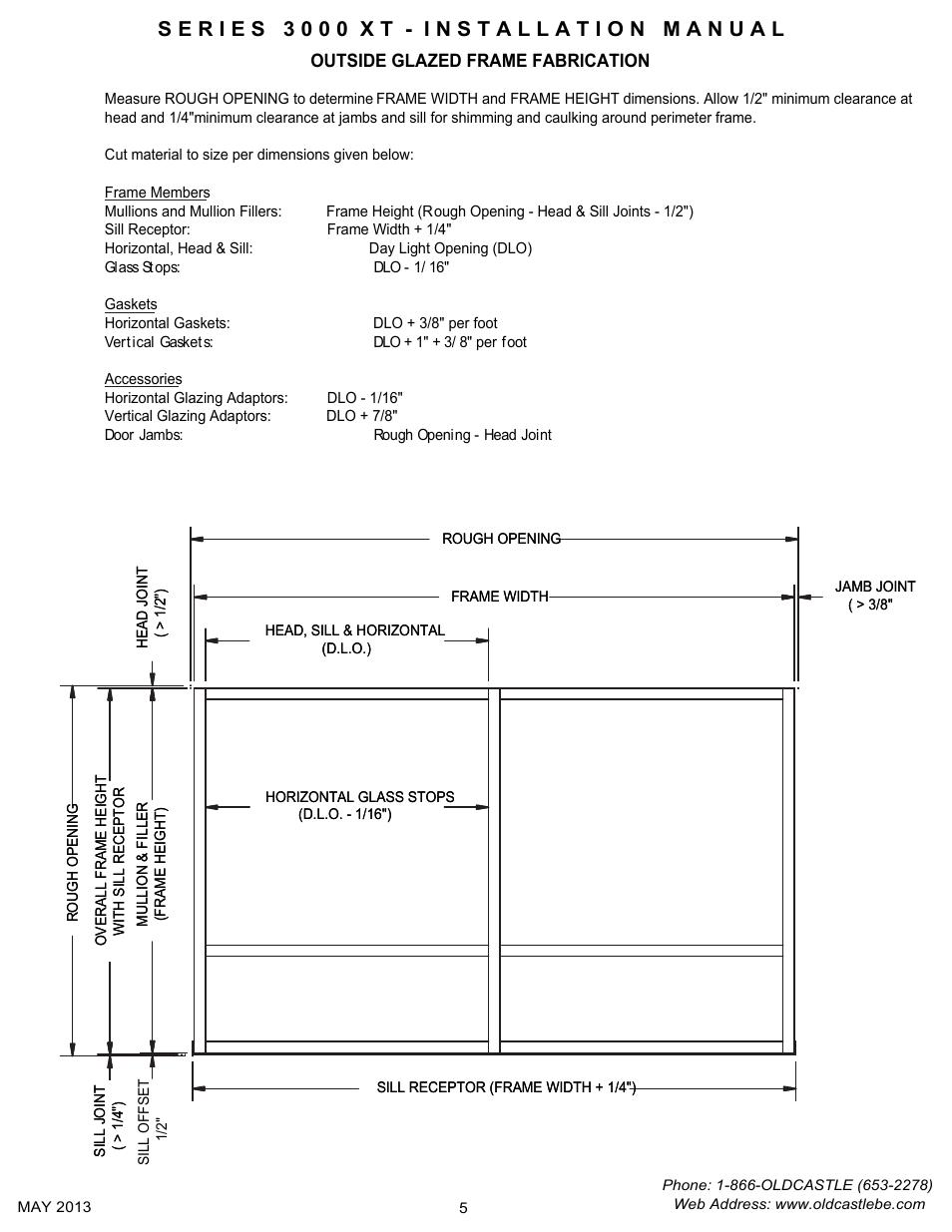 P5 frame fab, Outside glazed frame fabrication | Oldcastle BuildingEnvelope 3000 XT Series User Manual | Page 5 / 25