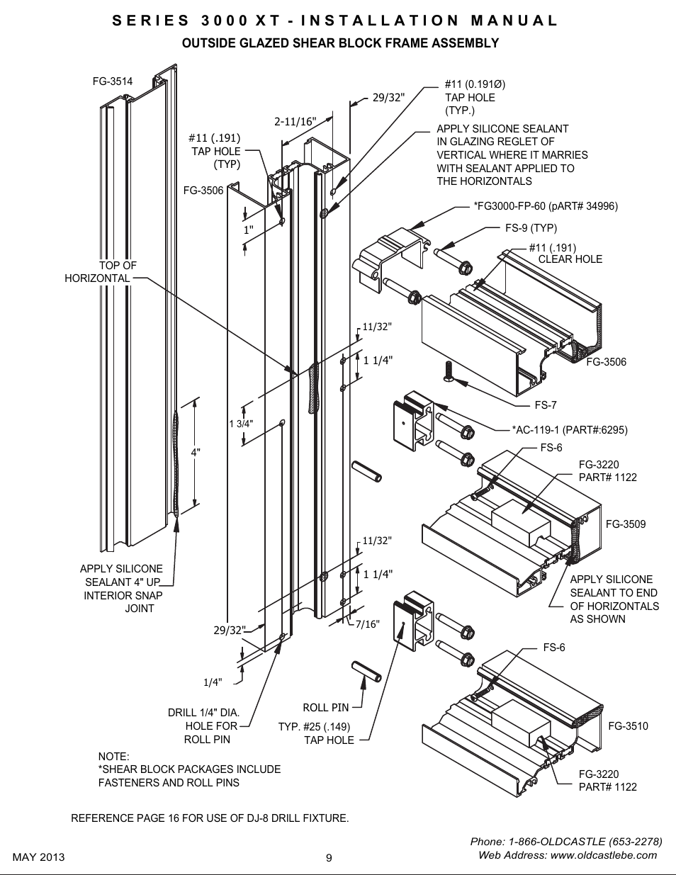 P9 outside glazed center set shrblk assy | Oldcastle BuildingEnvelope 3000 XT Series User Manual | Page 9 / 25