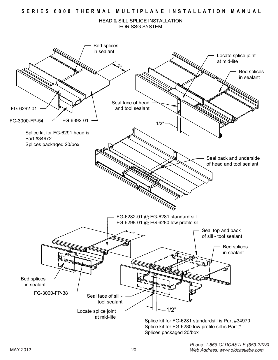 20_head,sill_splice | Oldcastle BuildingEnvelope 6000 Series Thermal MultiPlane User Manual | Page 21 / 34