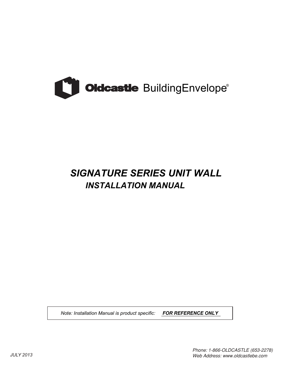 Oldcastle BuildingEnvelope Signature Series Unit Wall User Manual | 23 pages