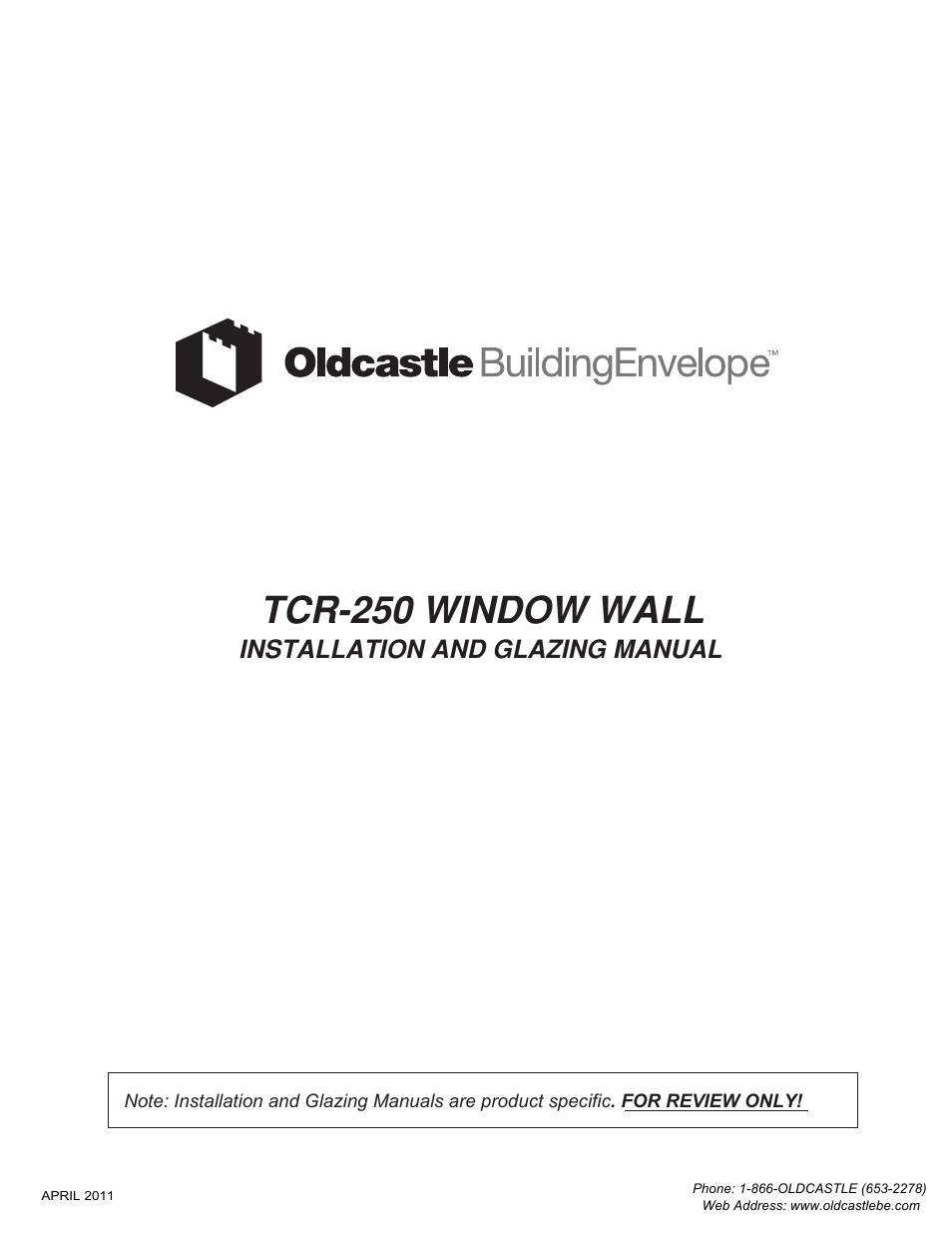 Oldcastle BuildingEnvelope TCR-250 User Manual | 27 pages