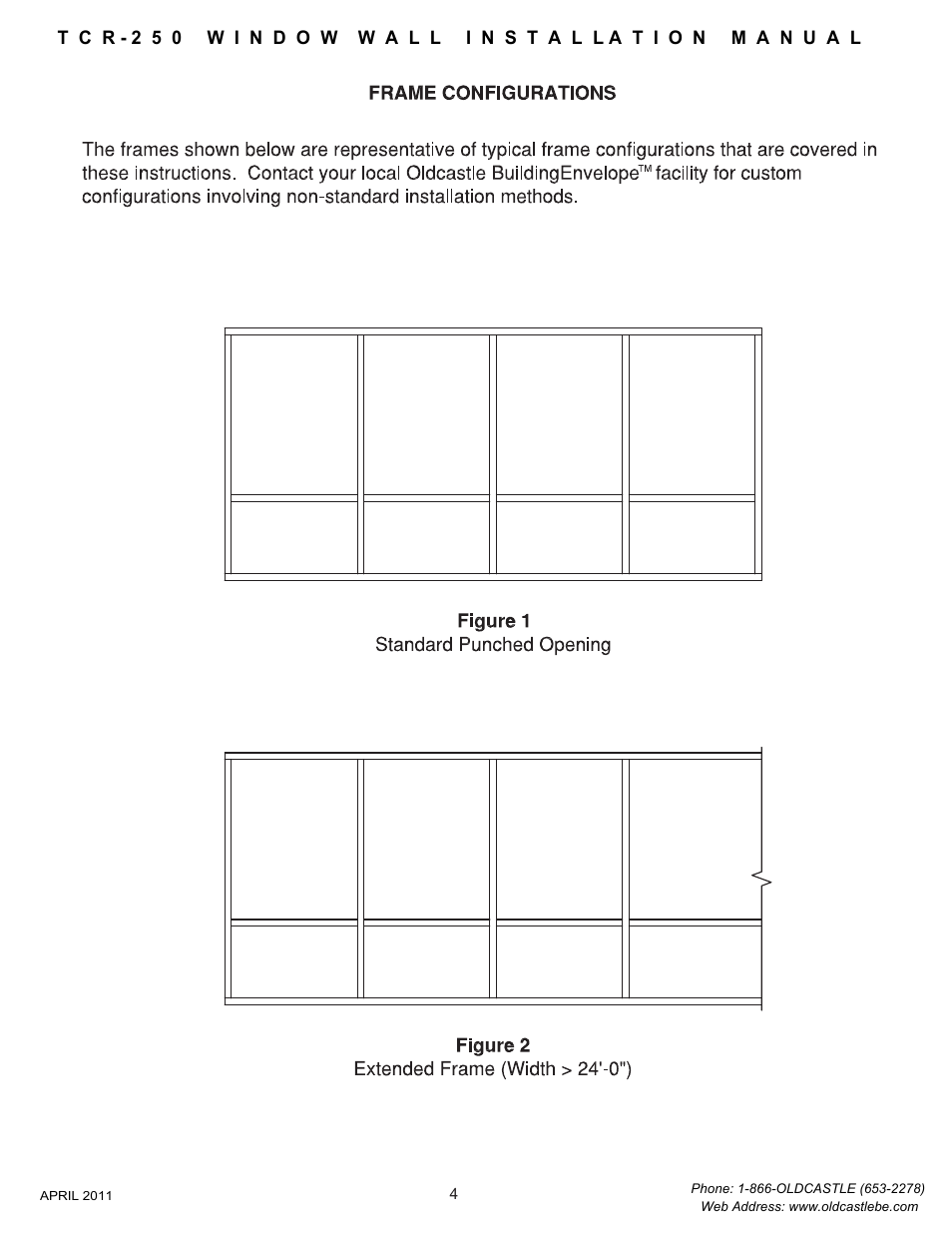 04 frame configuration | Oldcastle BuildingEnvelope TCR-250 User Manual | Page 6 / 27