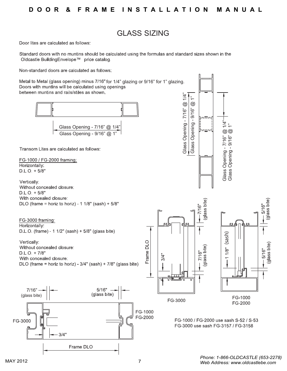 Glass sizing | Oldcastle BuildingEnvelope Thermal Clad Door and Frame User Manual | Page 7 / 31