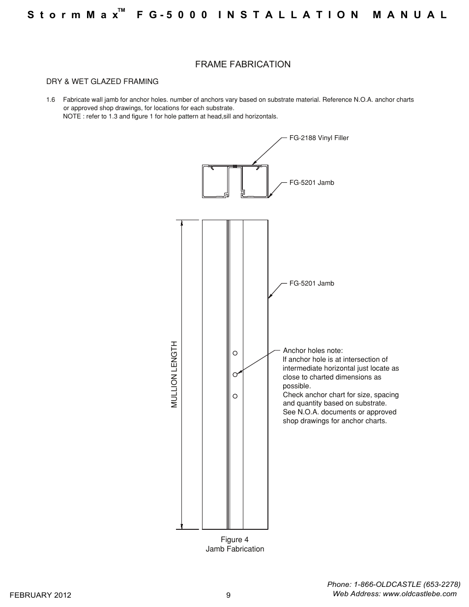 Jamb-fabrication, Frame fabrication | Oldcastle BuildingEnvelope FG-5000 StormMax User Manual | Page 10 / 33
