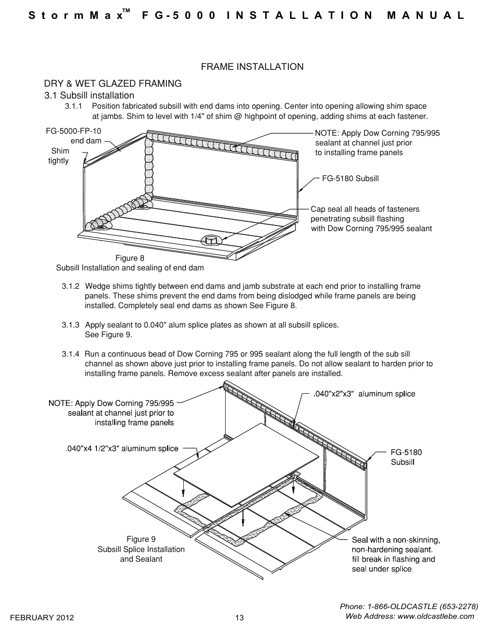 Subsill-installation | Oldcastle BuildingEnvelope FG-5000 StormMax User Manual | Page 14 / 33