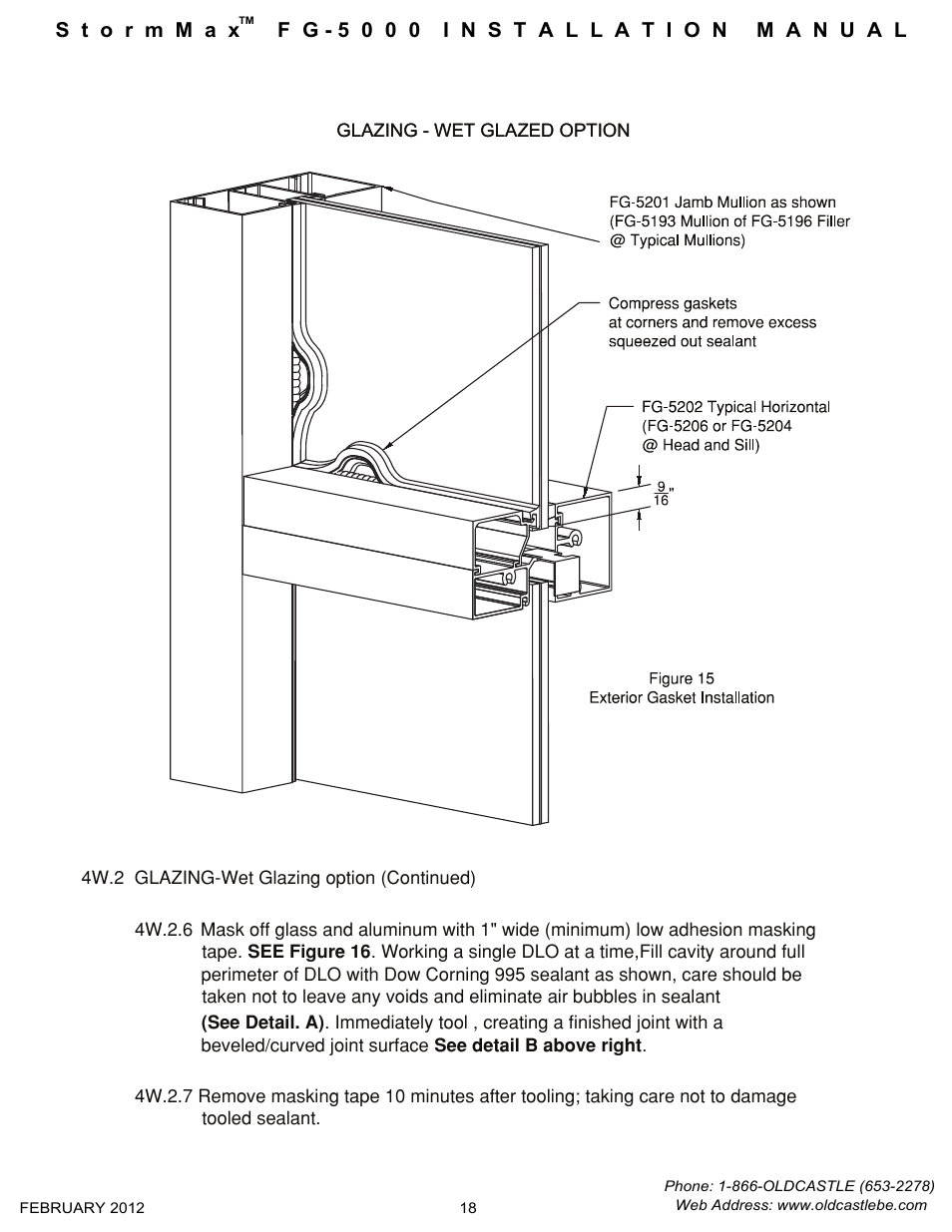 Wet-settingglass-gasketseal | Oldcastle BuildingEnvelope FG-5000 StormMax User Manual | Page 19 / 33