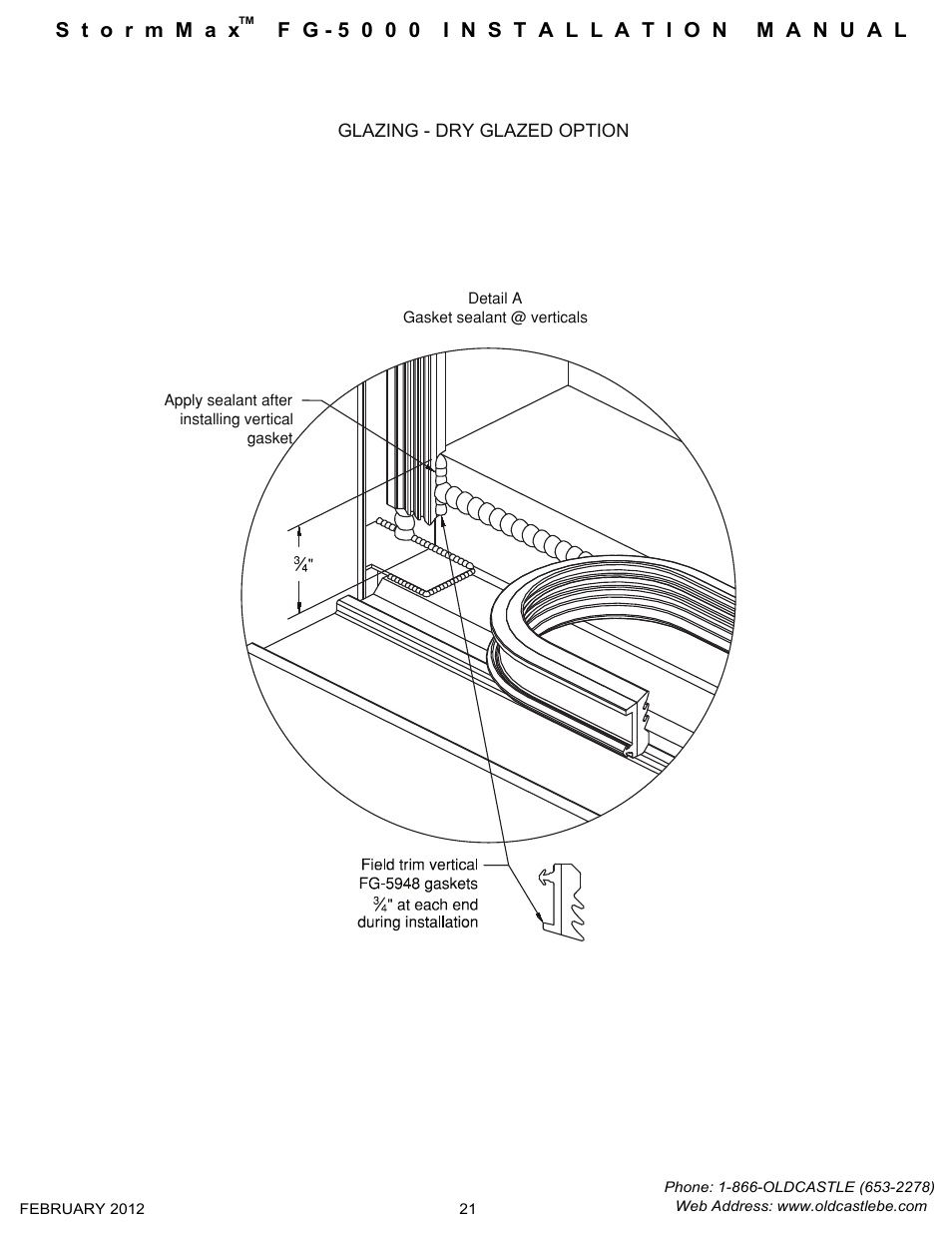 Dry glazing-preparation | Oldcastle BuildingEnvelope FG-5000 StormMax User Manual | Page 22 / 33