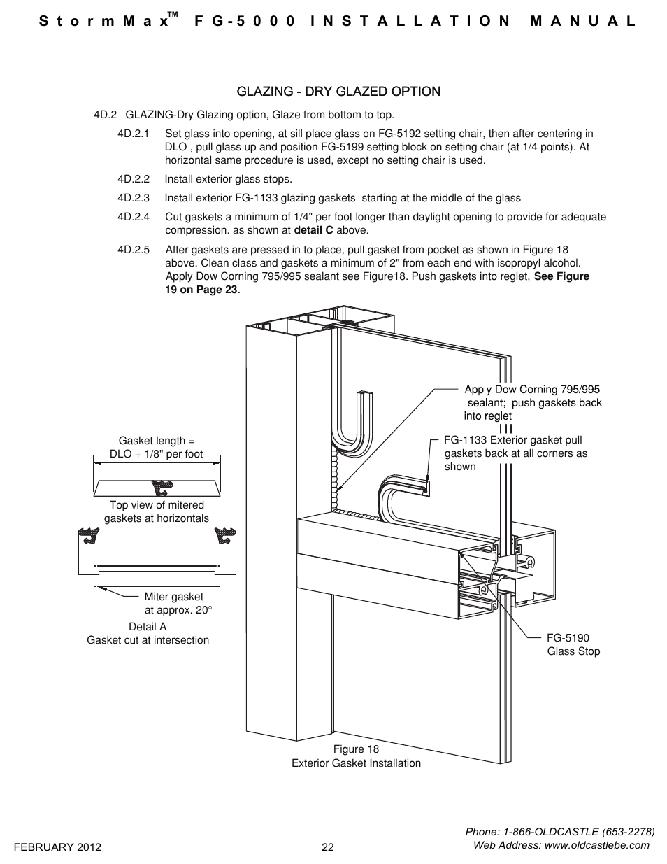 Dry-settingglass-gasketseal | Oldcastle BuildingEnvelope FG-5000 StormMax User Manual | Page 23 / 33