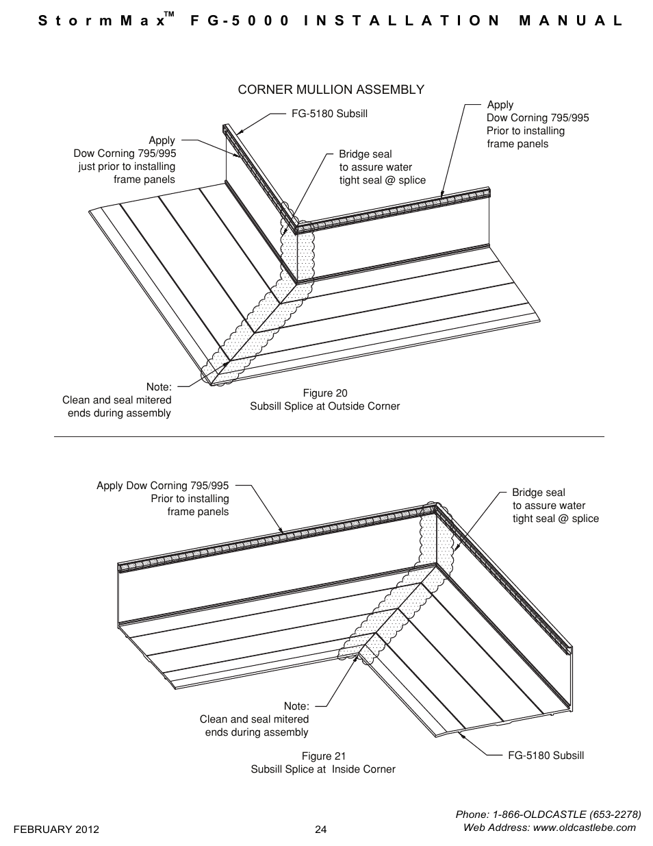 Subsill corner-assembly | Oldcastle BuildingEnvelope FG-5000 StormMax User Manual | Page 25 / 33