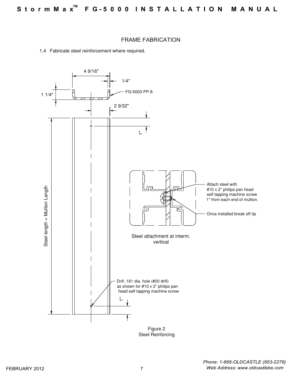 Steel reinf-fabrication, Frame fabrication | Oldcastle BuildingEnvelope FG-5000 StormMax User Manual | Page 8 / 33