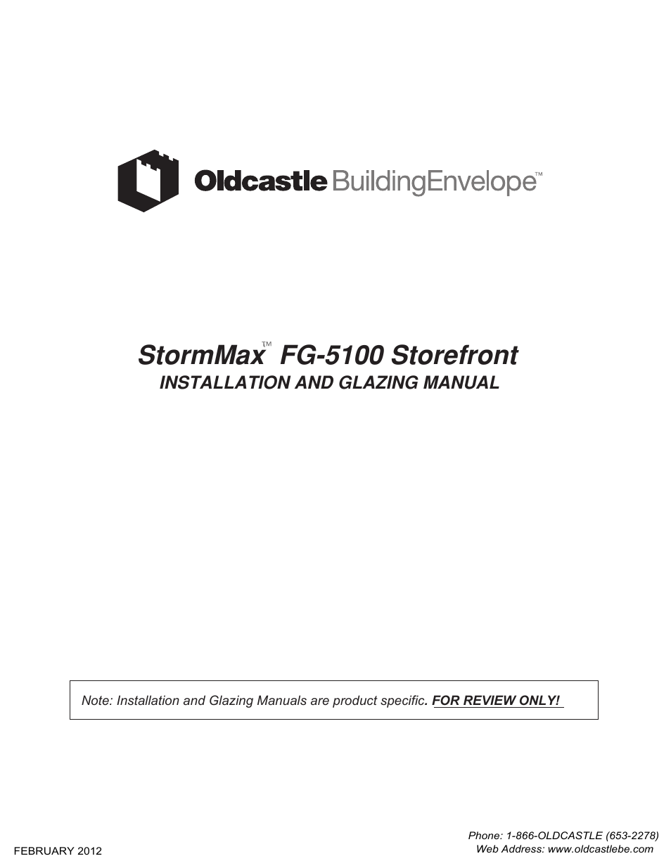 Oldcastle BuildingEnvelope FG-5100 StormMax User Manual | 33 pages