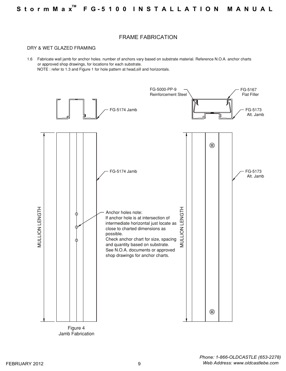 Jamb-fabrication, Frame fabrication | Oldcastle BuildingEnvelope FG-5100 StormMax User Manual | Page 10 / 33