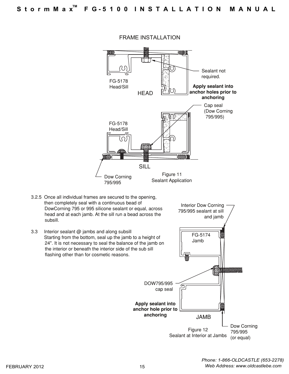 Sealant-application | Oldcastle BuildingEnvelope FG-5100 StormMax User Manual | Page 16 / 33