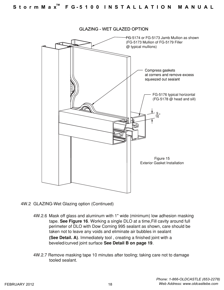 Wet-settingglass-gasketseal | Oldcastle BuildingEnvelope FG-5100 StormMax User Manual | Page 19 / 33