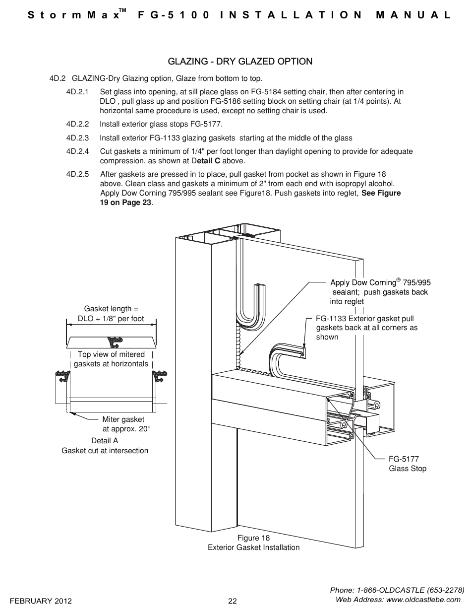 Dry-settingglass-gasketseal | Oldcastle BuildingEnvelope FG-5100 StormMax User Manual | Page 23 / 33