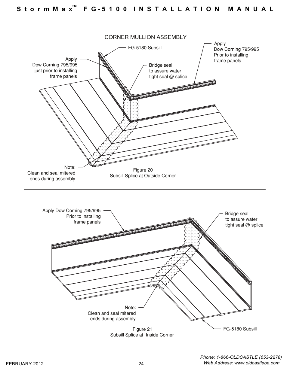 Subsill corner-assembly | Oldcastle BuildingEnvelope FG-5100 StormMax User Manual | Page 25 / 33