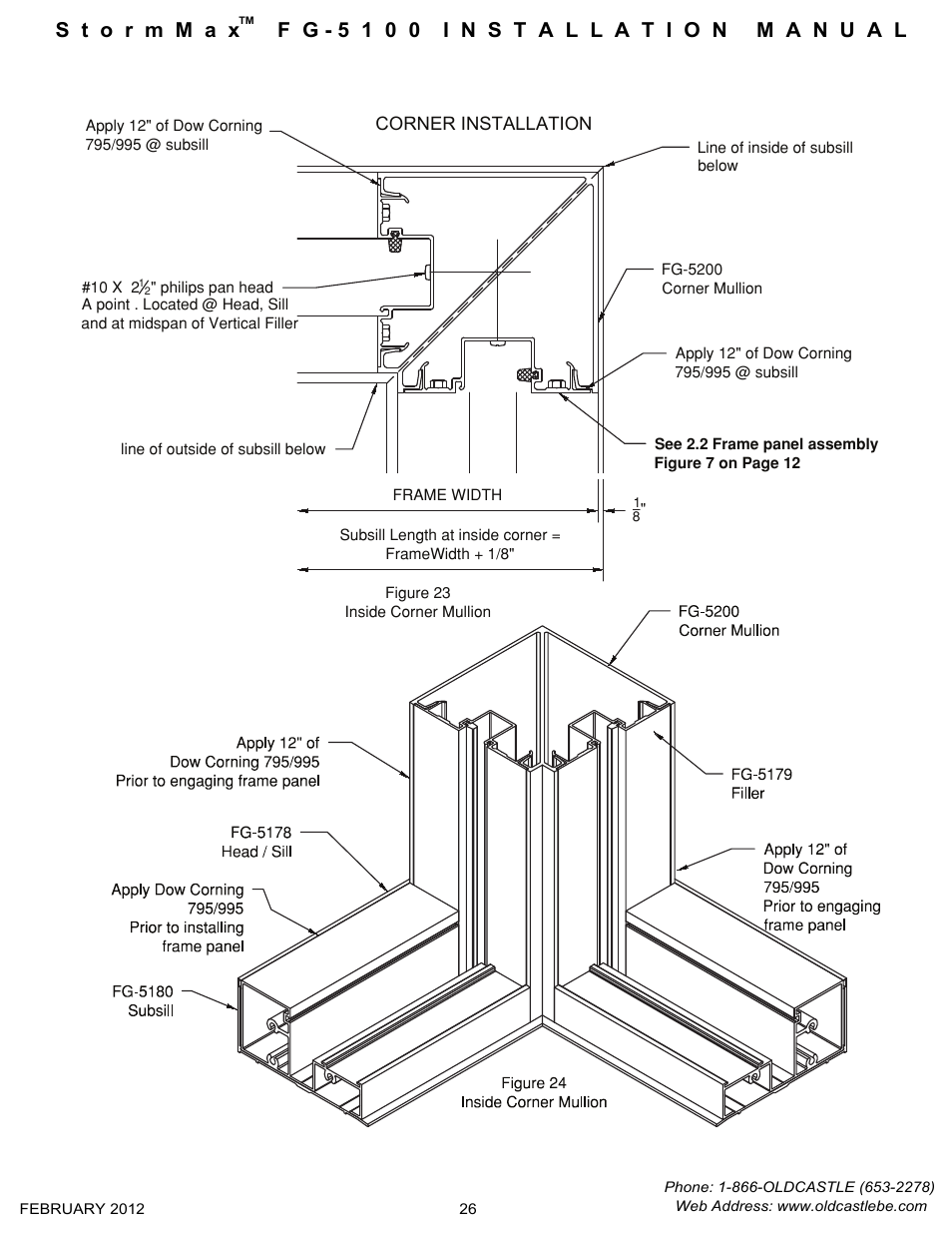 Mullion corner-assembly, Corner installation | Oldcastle BuildingEnvelope FG-5100 StormMax User Manual | Page 27 / 33