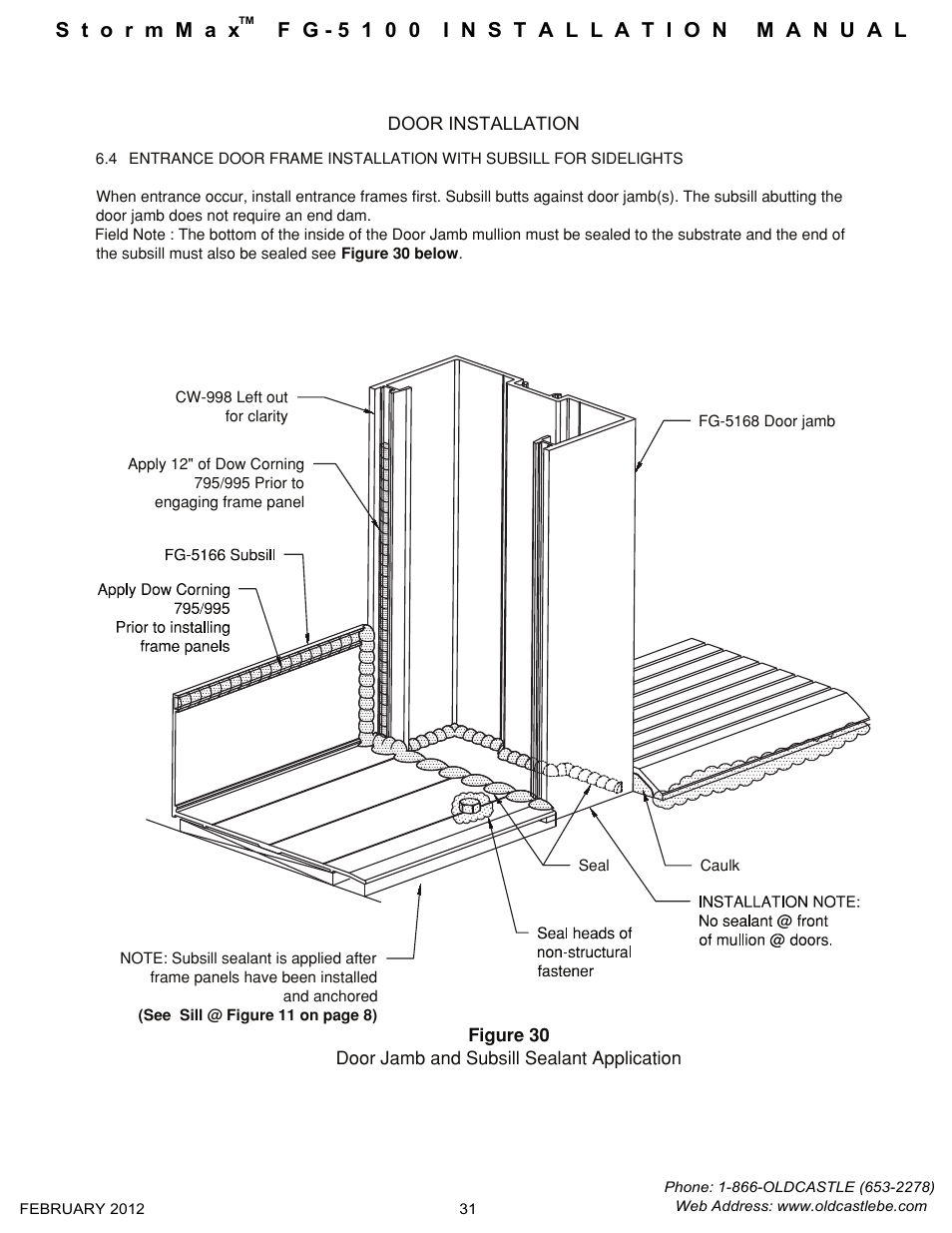 Entrancedoor-frame-install | Oldcastle BuildingEnvelope FG-5100 StormMax User Manual | Page 32 / 33