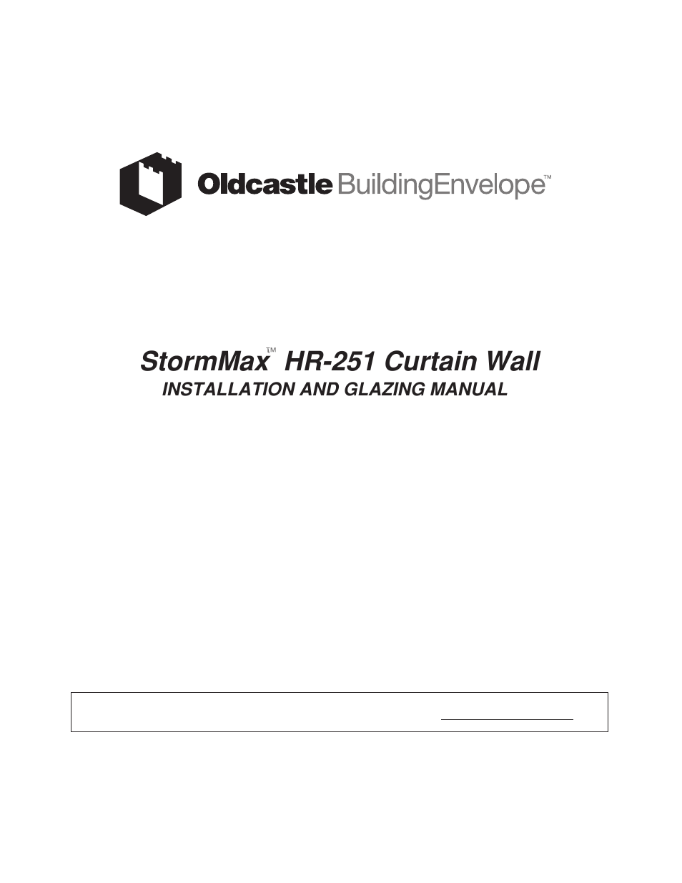 Oldcastle BuildingEnvelope HR-251 StormMax User Manual | 92 pages