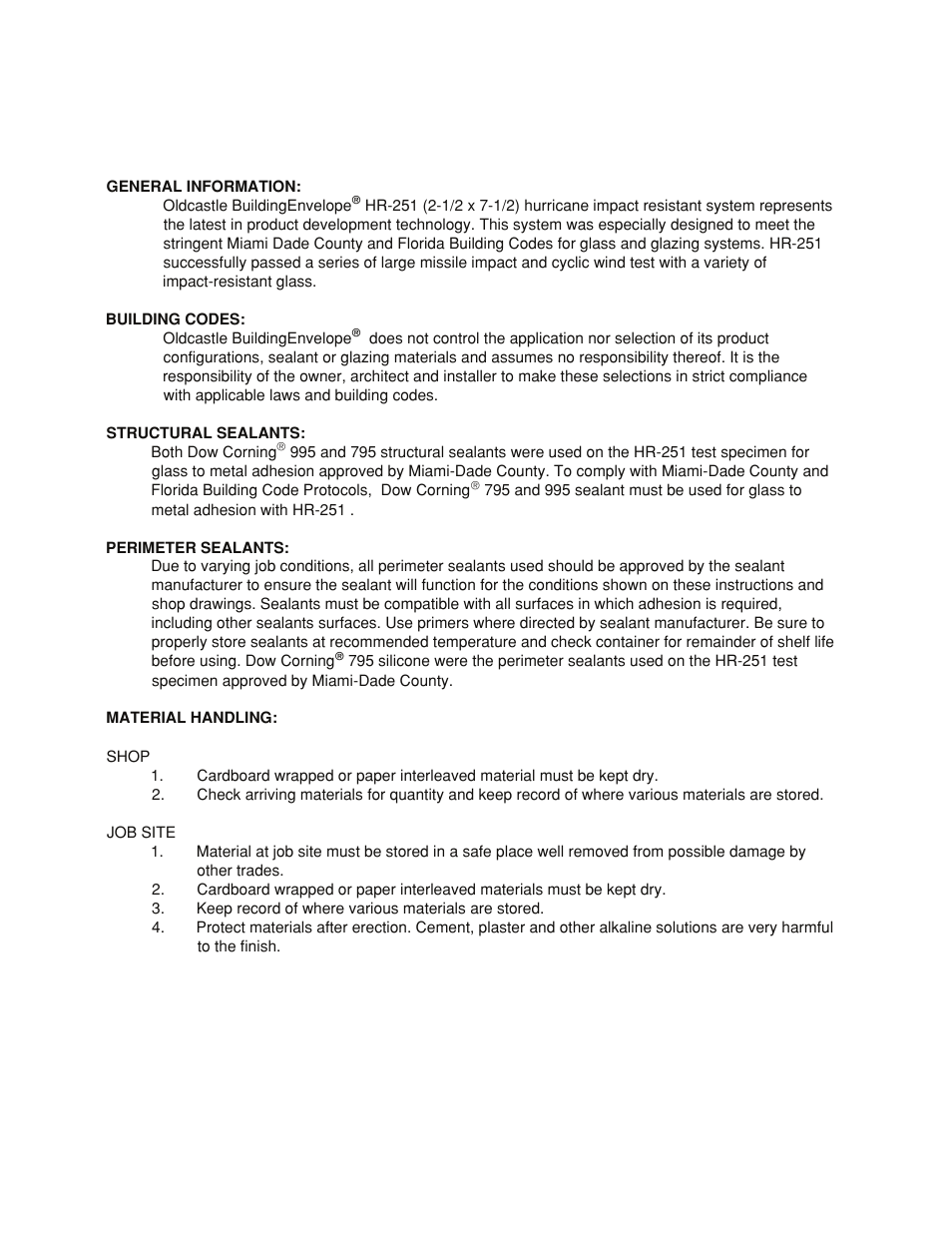 General info, General information | Oldcastle BuildingEnvelope HR-251 StormMax User Manual | Page 4 / 92