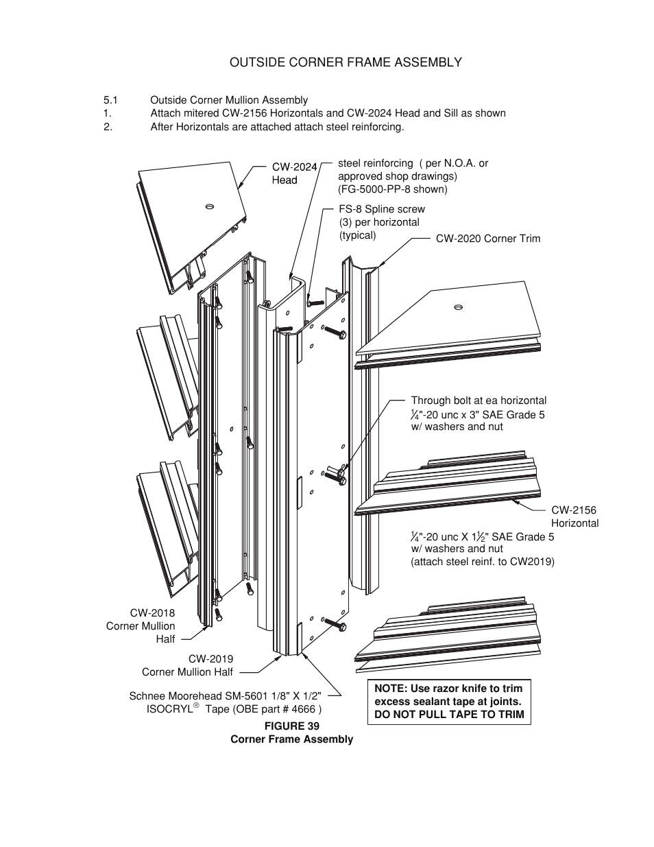 Corner mullion assembly | Oldcastle BuildingEnvelope HR-251 StormMax User Manual | Page 48 / 92