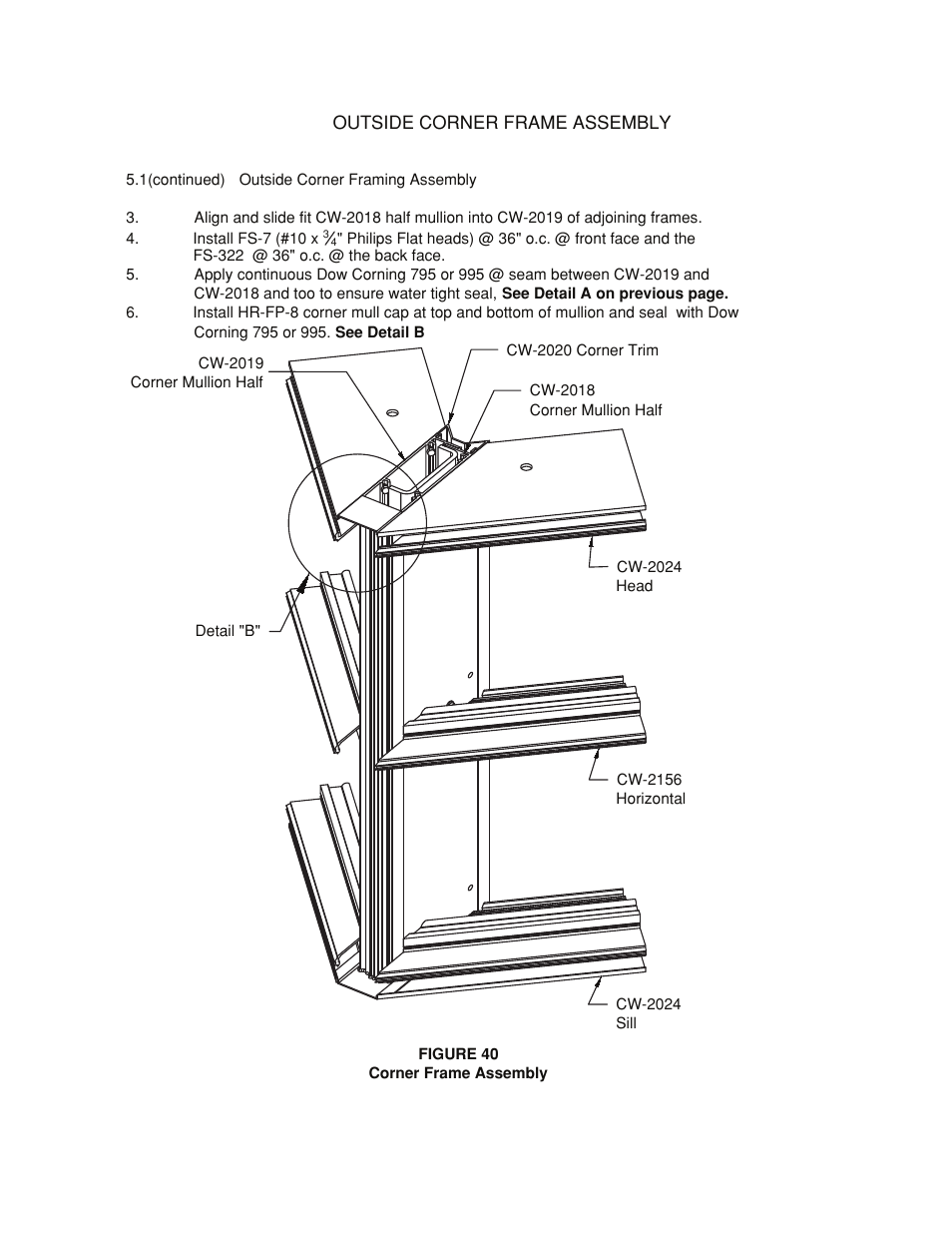 Corner mullion assembly | Oldcastle BuildingEnvelope HR-251 StormMax User Manual | Page 50 / 92