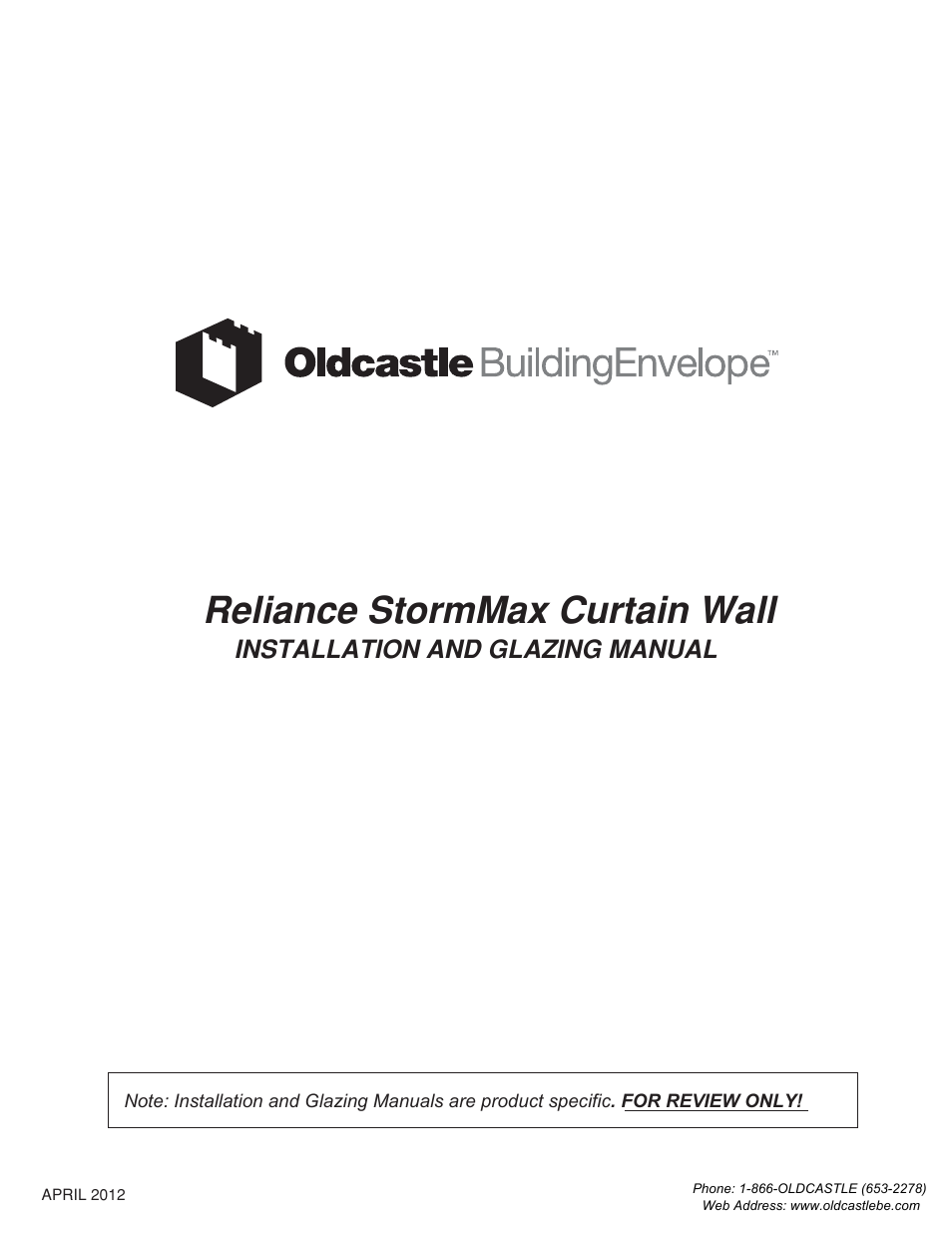 Oldcastle BuildingEnvelope Reliance StormMax User Manual | 44 pages