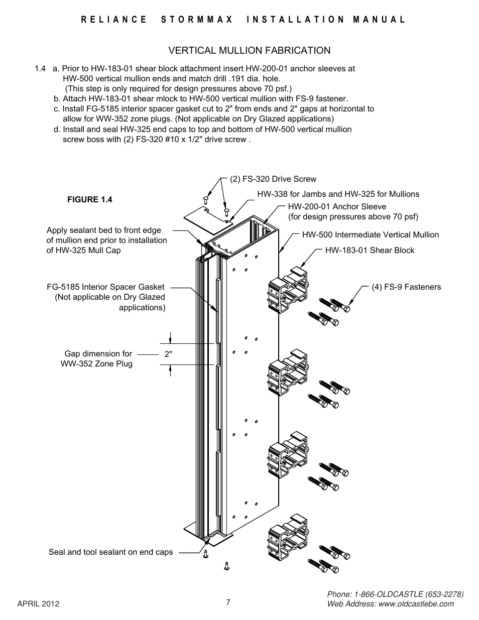 Mullion-fabrication | Oldcastle BuildingEnvelope Reliance StormMax User Manual | Page 10 / 44