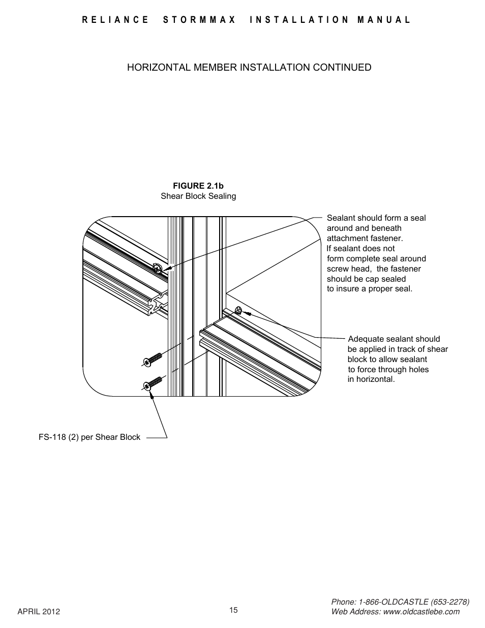 Horizontal-install | Oldcastle BuildingEnvelope Reliance StormMax User Manual | Page 18 / 44