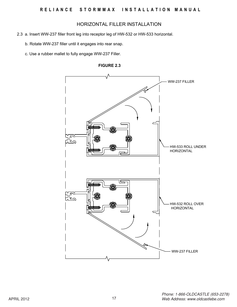 Horiz-filler-install, Horizontal filler installation | Oldcastle BuildingEnvelope Reliance StormMax User Manual | Page 20 / 44