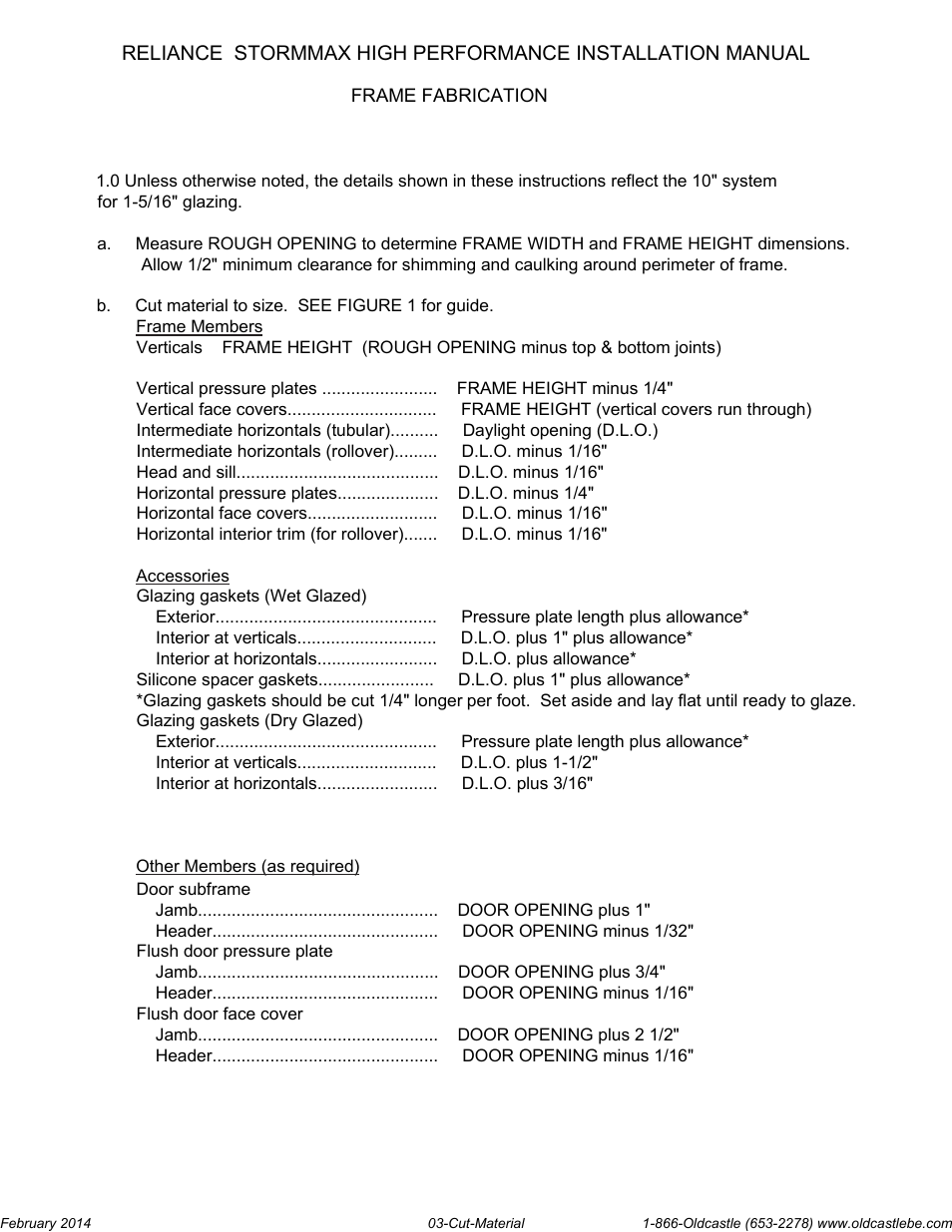 Cut-material | Oldcastle BuildingEnvelope Reliance StormMax High Performance User Manual | Page 5 / 30