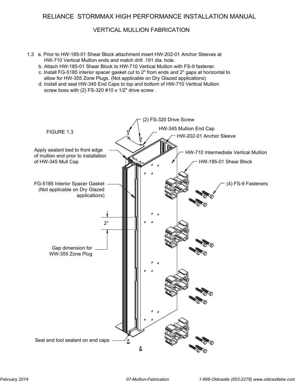 Mullion-fabrication | Oldcastle BuildingEnvelope Reliance StormMax High Performance User Manual | Page 9 / 30