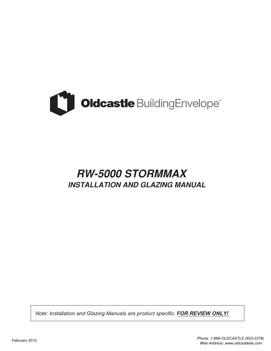 Oldcastle BuildingEnvelope RW-5000 StormMax User Manual | 20 pages