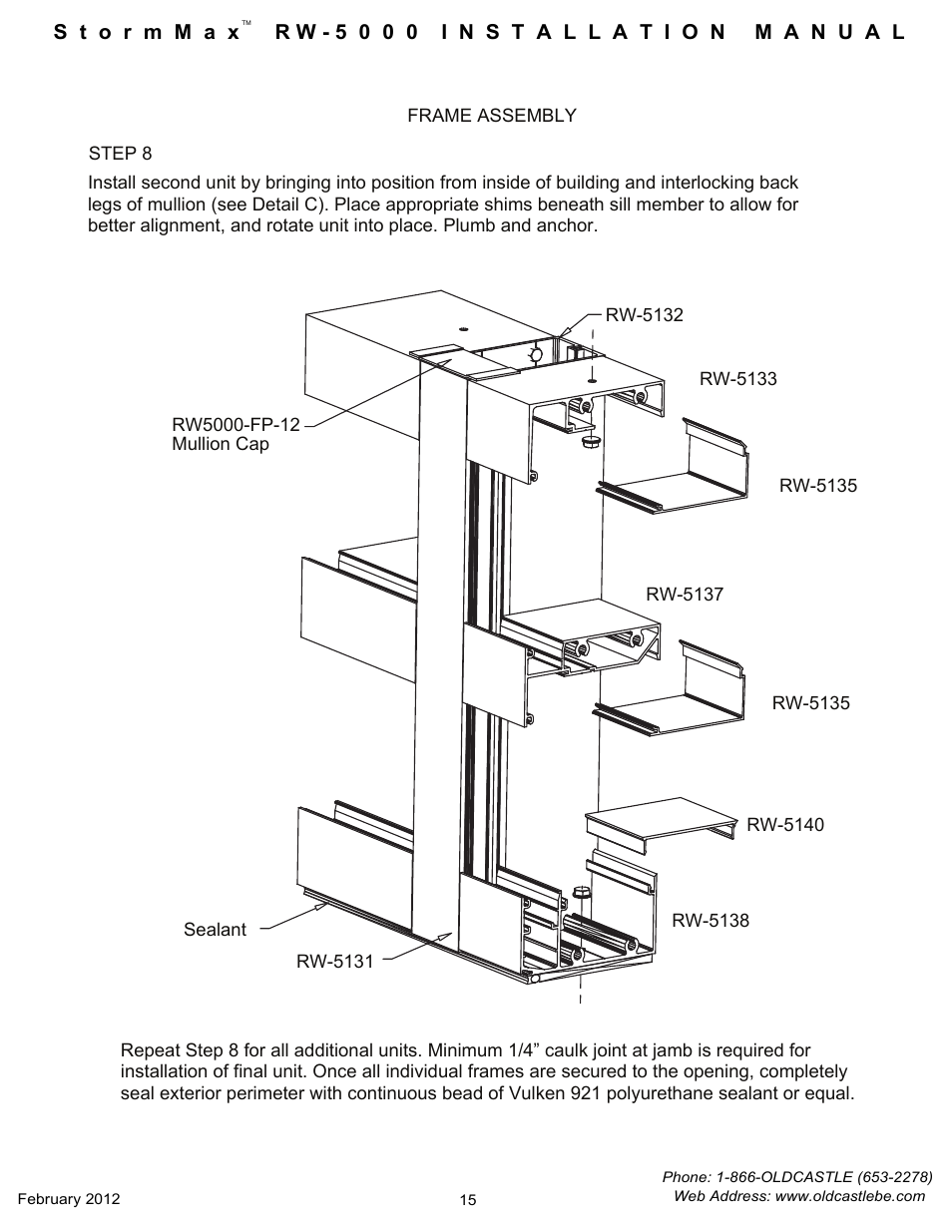 Frame-assembly | Oldcastle BuildingEnvelope RW-5000 StormMax User Manual | Page 17 / 20
