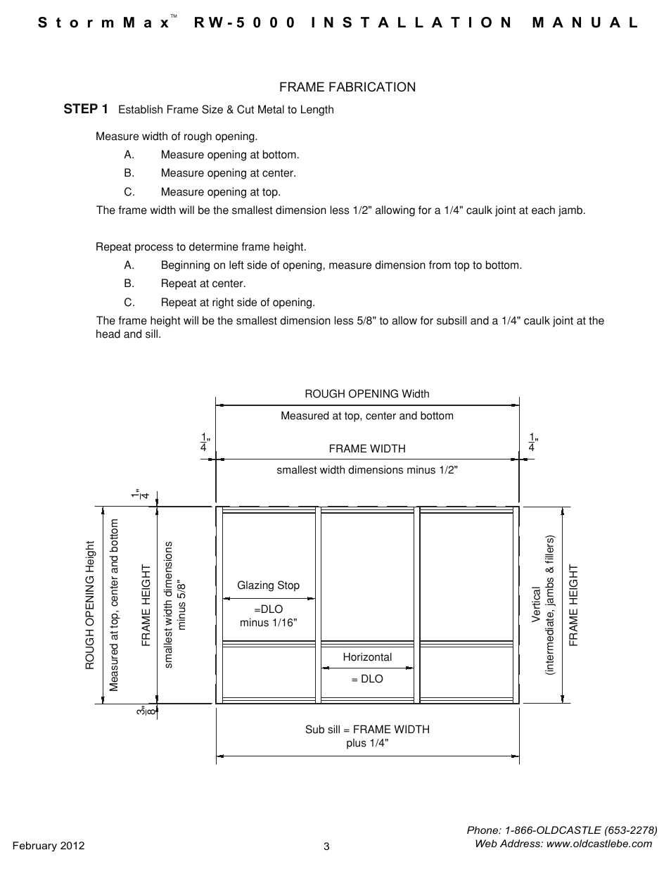 Measuring-opening | Oldcastle BuildingEnvelope RW-5000 StormMax User Manual | Page 5 / 20