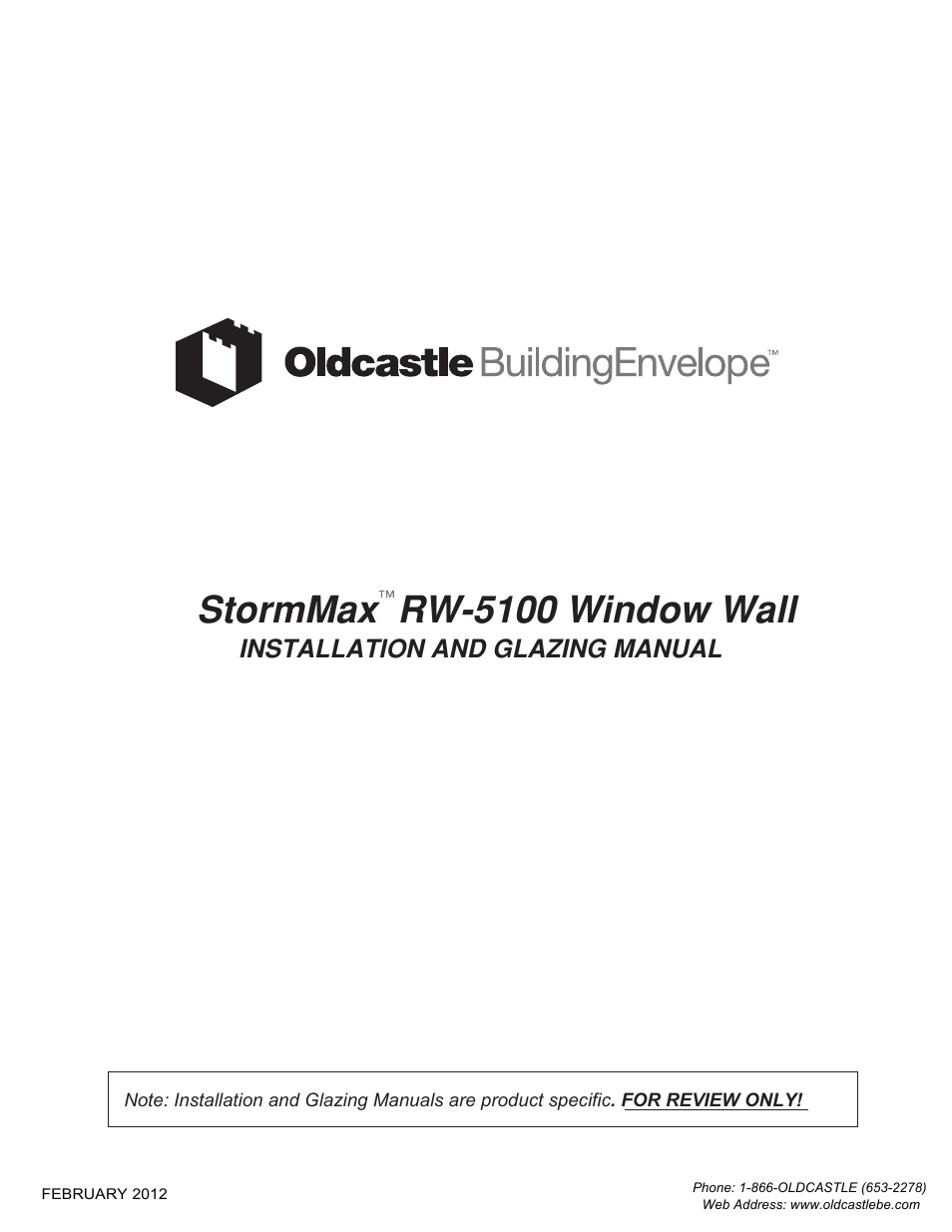 Oldcastle BuildingEnvelope RW-5100 StormMax User Manual | 22 pages