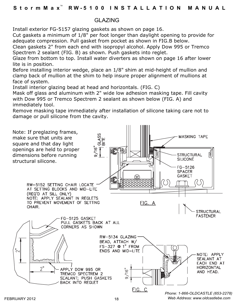 18 glazing, Glazing | Oldcastle BuildingEnvelope RW-5100 StormMax User Manual | Page 20 / 22