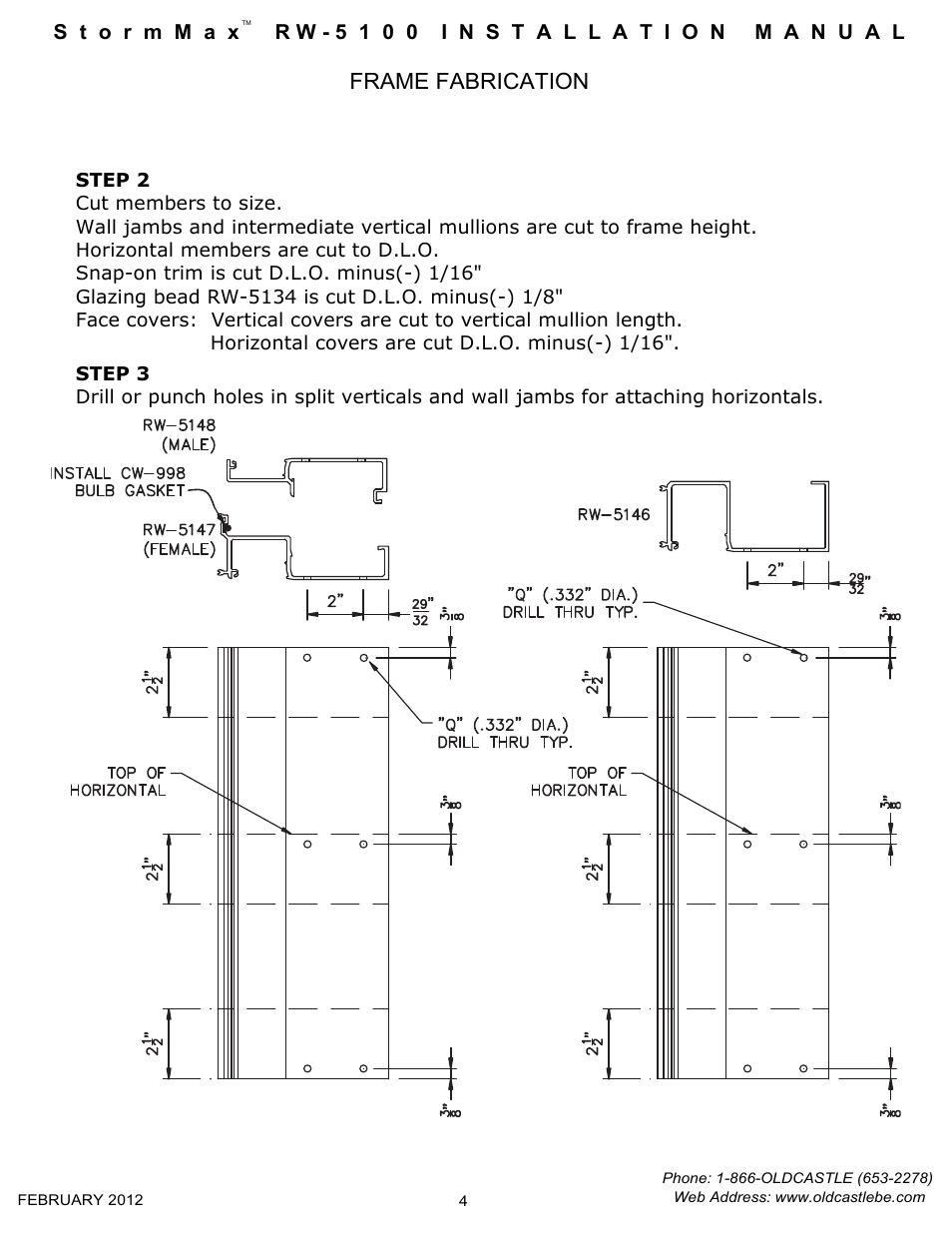 04 cutting-drilling metal, Frame fabrication | Oldcastle BuildingEnvelope RW-5100 StormMax User Manual | Page 6 / 22