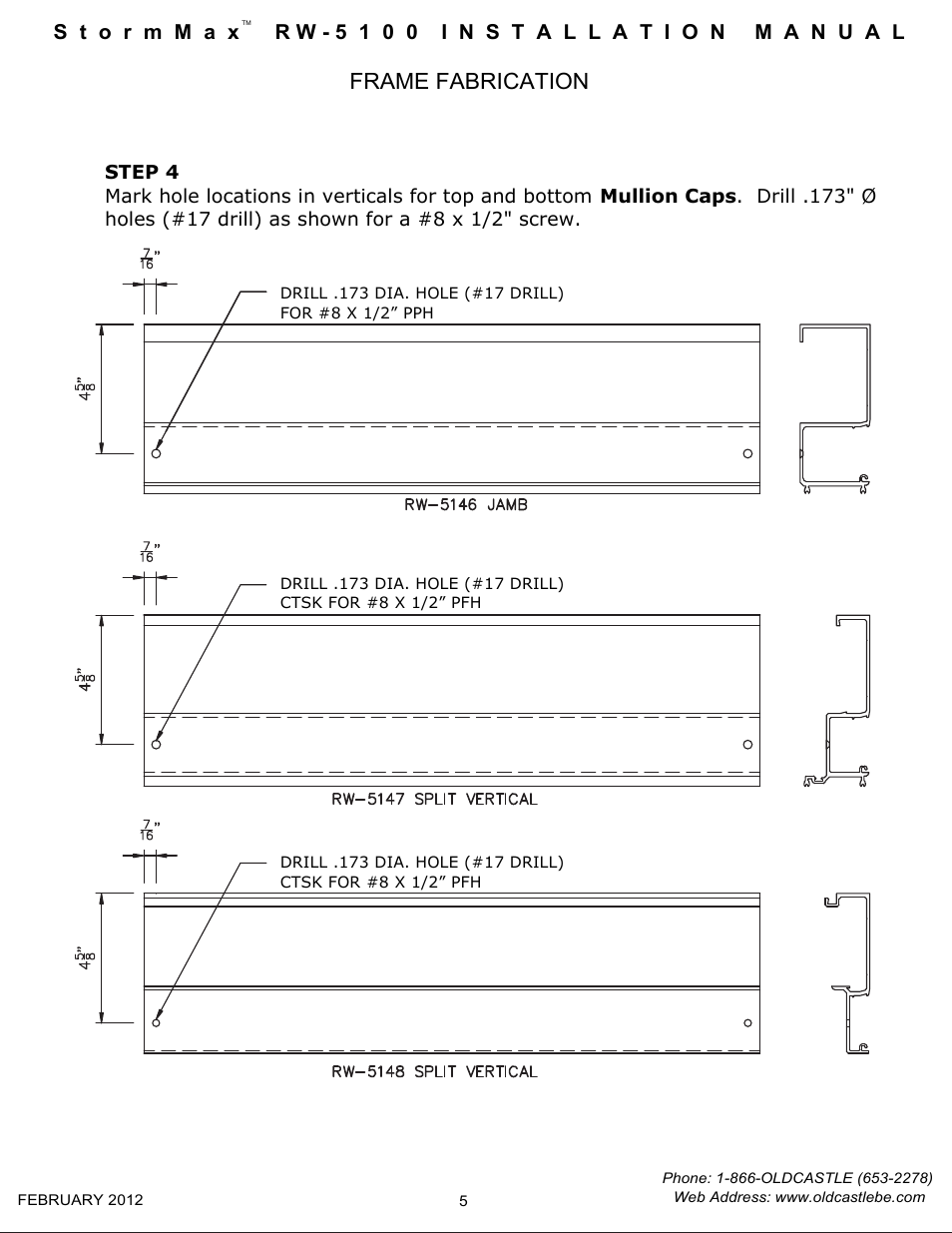 05 prep for mull caps, Frame fabrication | Oldcastle BuildingEnvelope RW-5100 StormMax User Manual | Page 7 / 22